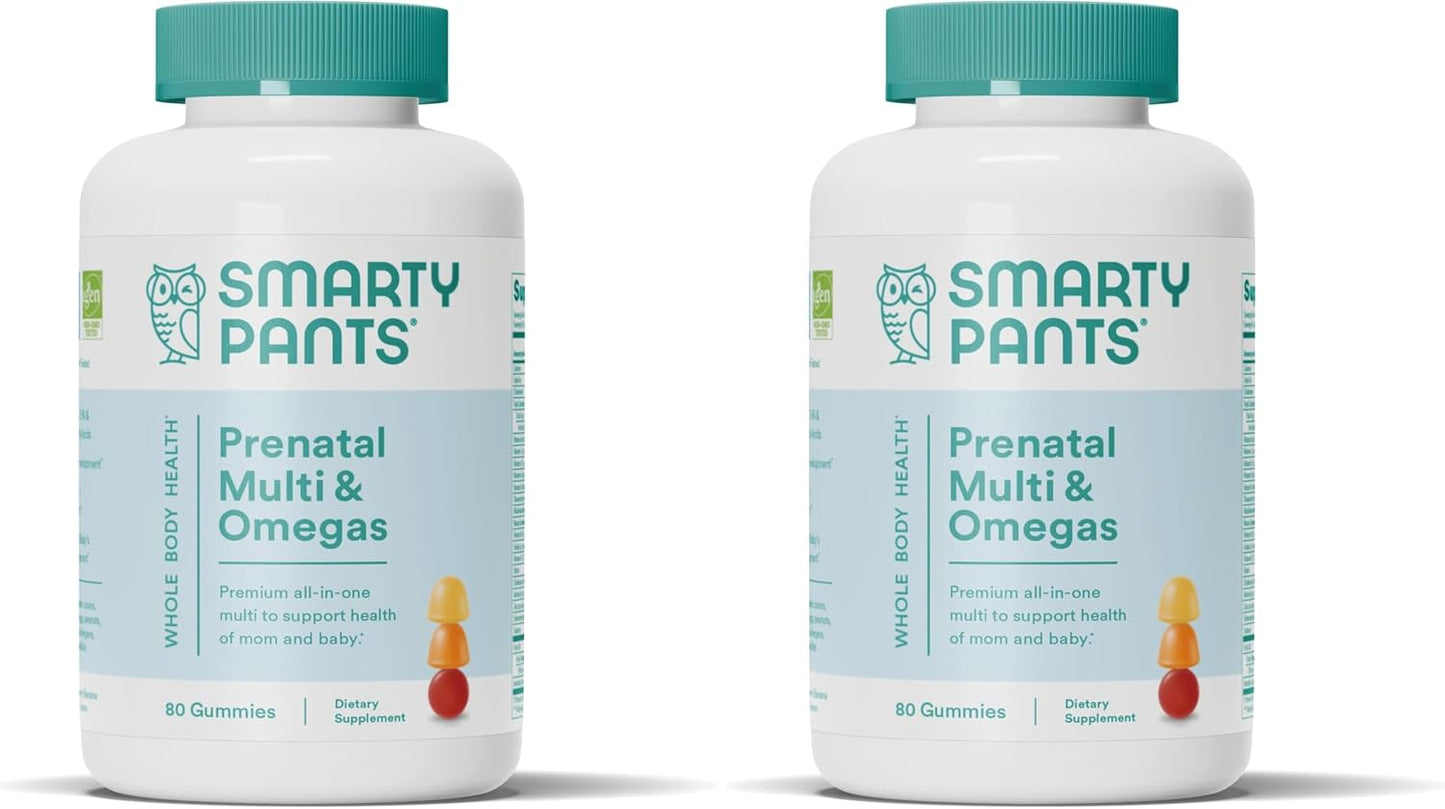 SmartyPants Prenatal Multivitamin Gummies with Omega-3 DHA/EPA, Methylfolate, Biotin, Vitamins D3, C, B12, B6, A, K, and Zinc, Gluten-free, Clean Labelled, Two Fruit Flavours, 90 Gummies (30 Day Supply) - görsel 10