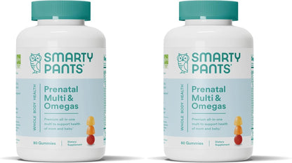 SmartyPants Prenatal Multivitamin Gummies with Omega-3 DHA/EPA, Methylfolate, Biotin, Vitamins D3, C, B12, B6, A, K, and Zinc, Gluten-free, Clean Labelled, Two Fruit Flavours, 90 Gummies (30 Day Supply)