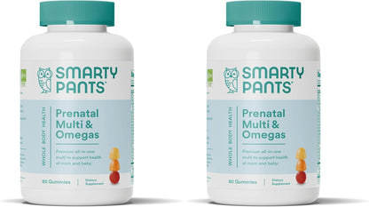 SmartyPants Prenatal Multivitamin Gummies, Omega-3 (DHA/EPA), Methylfolate, Biotin, Vitamin D3, C, Vitamin B12, B6, Vitamin A, K & Zinc, Gluten-free, 120 Count (40 Day Supply)