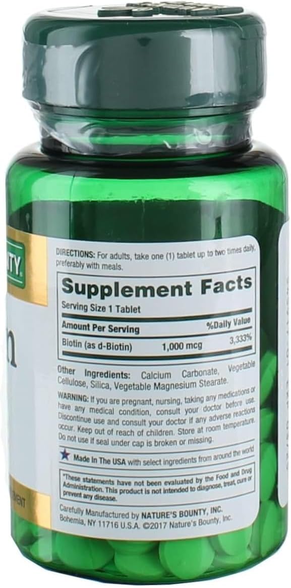 Nature's Bounty Biotin 1000 mcg Tablets, 200 Tablets (Pack of 2) - görsel 2