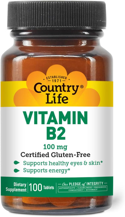 Country Life Vitamin B2 100 mg Riboflavin Supplement