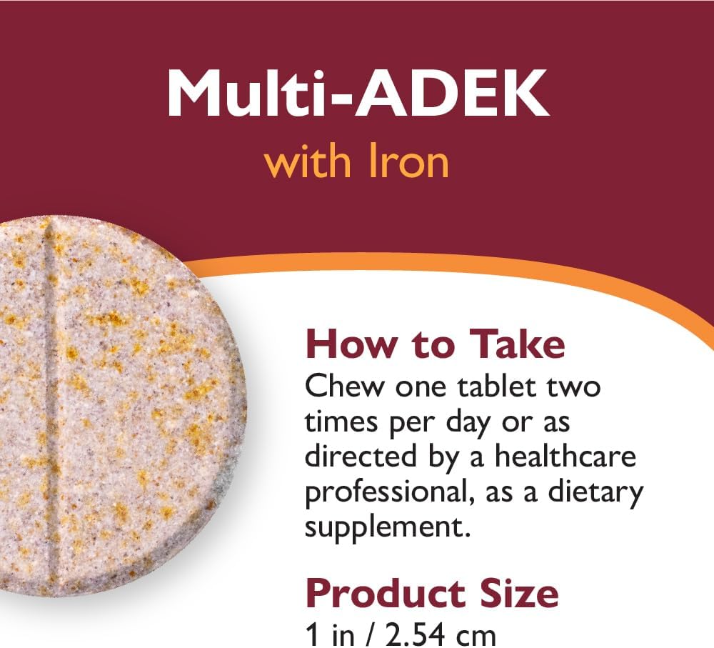 Celebrate Vitamins Multi ADEK Chewables, 60mg Iron - Daily Bariatric Multivitamin for Duodenal Switch Surgery Patients - Grape (60 Tablets) - görsel 5
