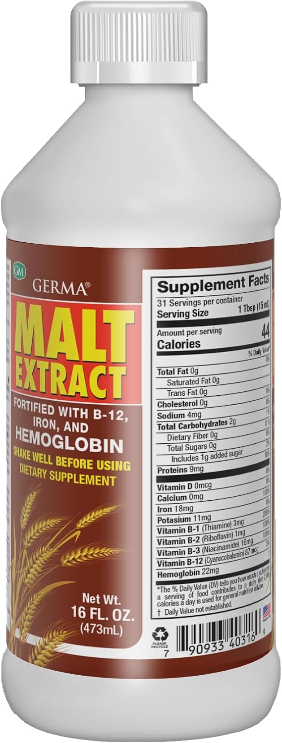 Germa Malt Extract (Extracto de Malta) – Liquid Dietary Supplement for Energy & Vitality – Rich in B-Vitamins & Essential Minerals – Traditional Nutritional Support – 473 ml - görsel 2
