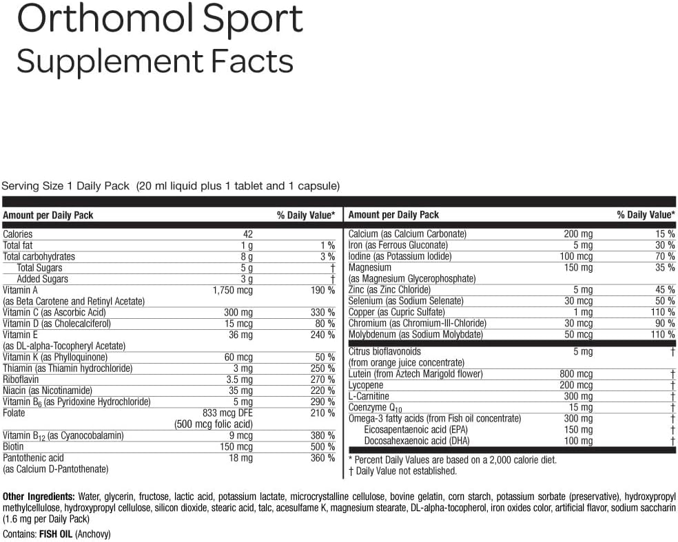 Orthomol Sport - Sports Nutrition Supplement with Vitamins, CoQ10, L-Carnitine & Omega-3 (7-Day Supply) - görsel 3
