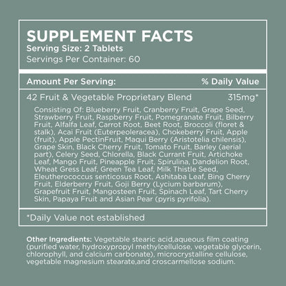 Pure for Men Multivitamin Supplement for Men: Energy, Mood & Bone Support with 42 Fruits & Vegetables, 120 Vegan Tablets