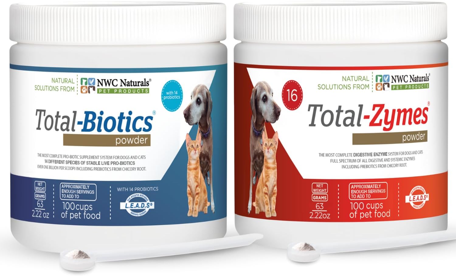Mini Twin Pack Probiotics for Dogs and Cats - Digestive Enzymes & Probiotic Powder by NWC Naturals - görsel 1