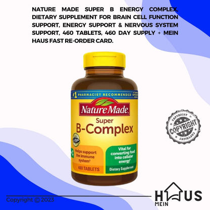 Nature Made Super B Energy Complex – B-Complex Food Supplement, 460 Tablets