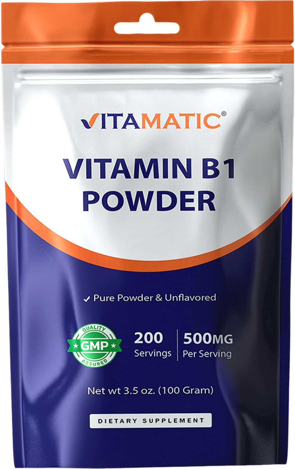 Vitamatic Vitamin B1 Pure Powder - 100 Grams (Thiamine Mononitrate) - görsel 1