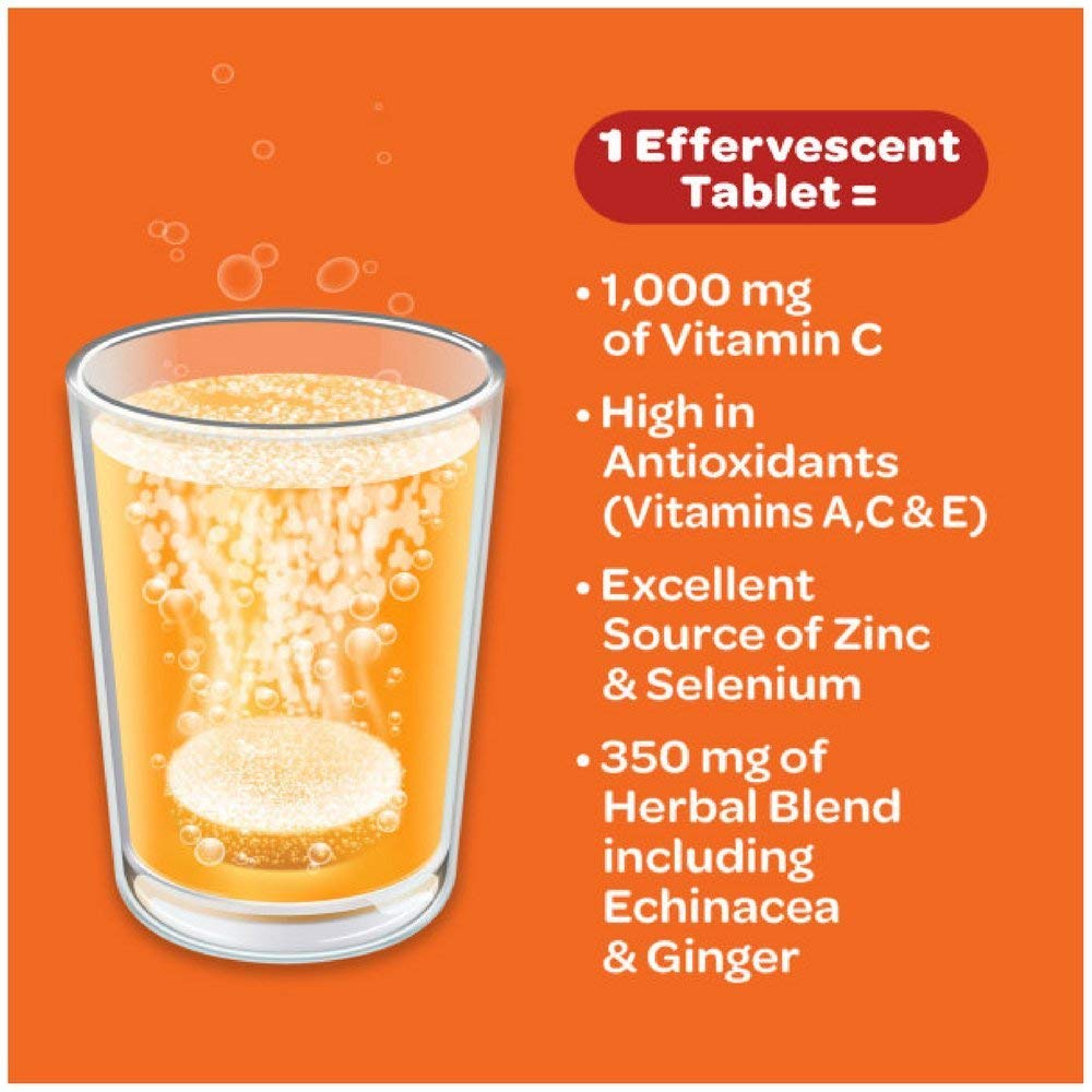 Airborne Zesty Orange Effervescent Tablets - Vitamin C 1000mg Immune Support (Pack of 3) - görsel 3