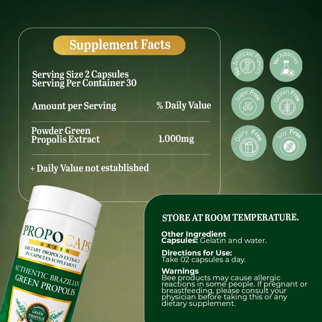 Beelife Green Propolis Capsules – 100% Brazilian Green Propolis, Immune Support, Antioxidant Booster – 120 Capsules (60-Day Supply) - görsel 8
