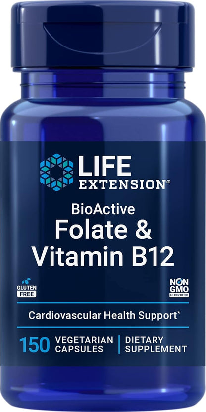 Life Extension BioActive Folate & Vitamin B12, 150 Vegetarian Capsules