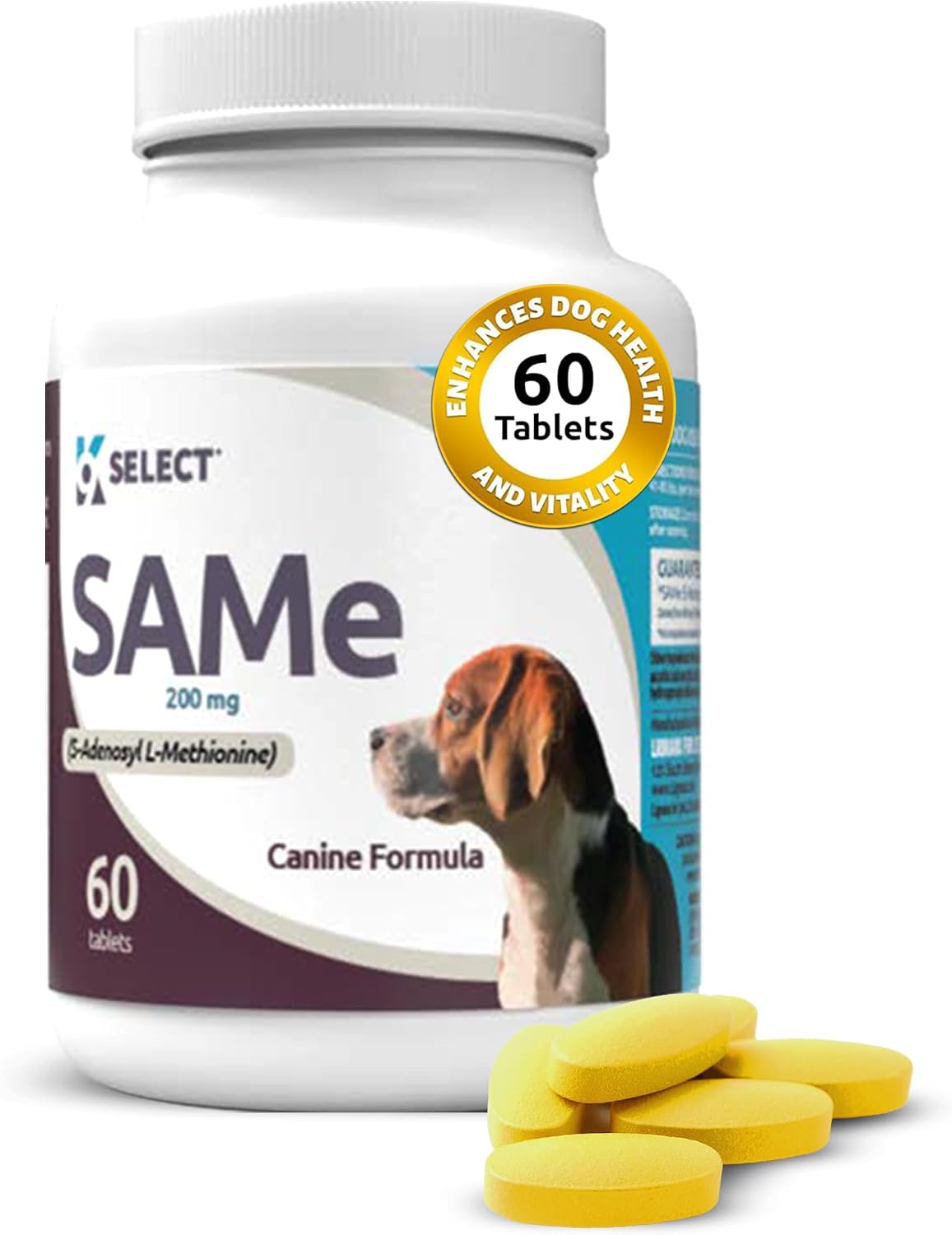 K9 Select SAM-e for Medium and Large Adult Dogs, 60 Tablets, 200mg Active S-Adenosyl L-Methionine - görsel 1