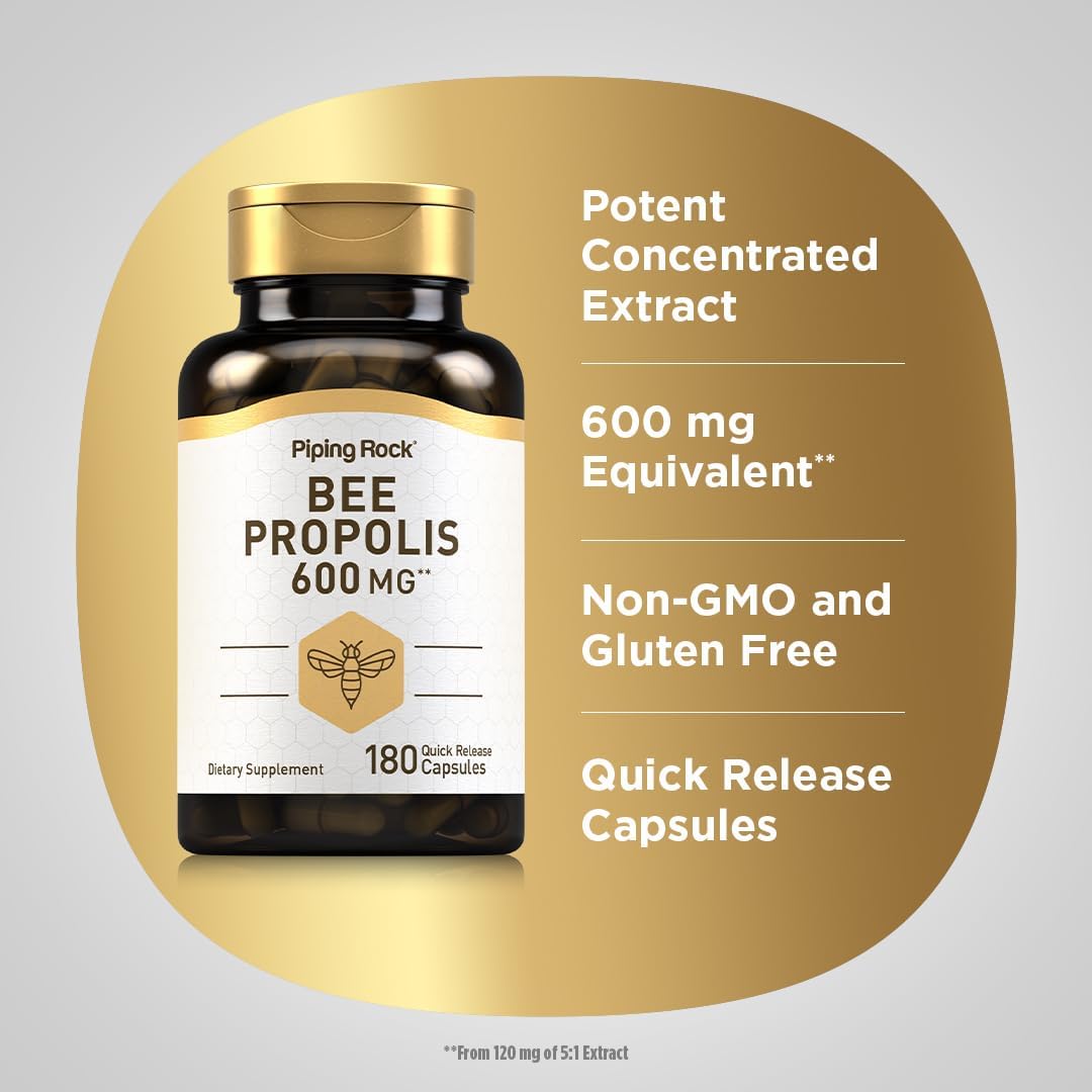 Piping Rock Bee Propolis Extract Capsules | 180 Capsules - görsel 4