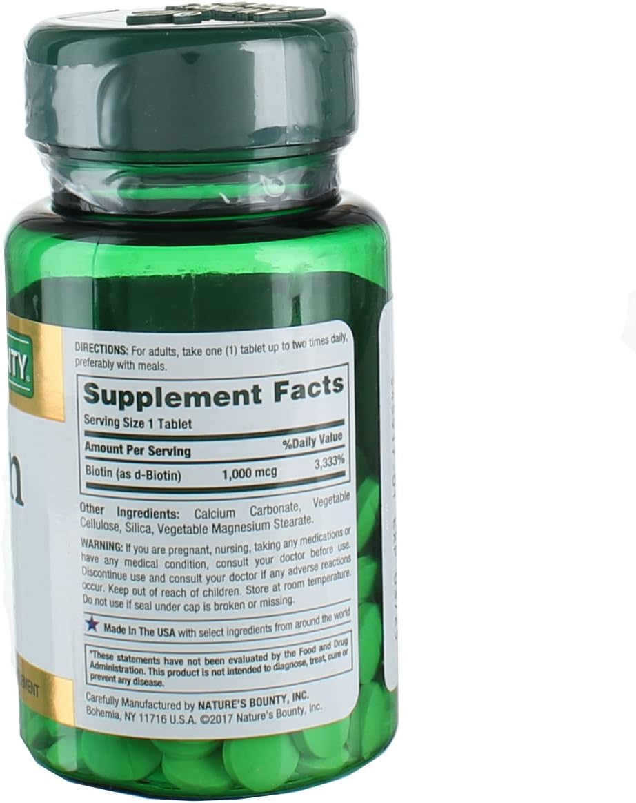 Nature's Bounty Biotin 1000mcg Coated Tablets – 100 Tablets - görsel 4