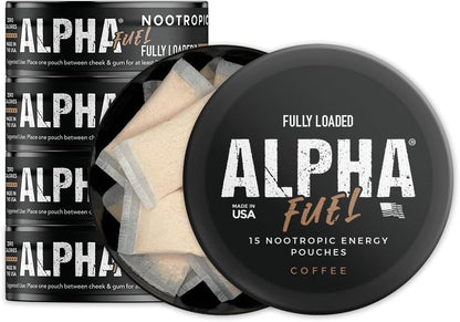 Fully Loaded Alpha Nootropic Pouches (Coconut Banana) - 5 Cans - 15 Pouches per Can - Effective Nootropic Delivery, Nicotine Pouch Replacement - Faster Absorption, Alpha GPC, L-Tyrosine, GABA