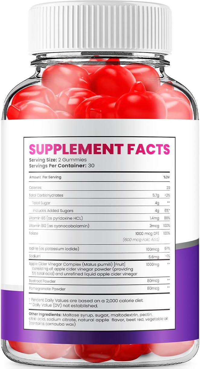 Keto Drops ACV Gummies (3 Pack) - Advanced Formula with Apple Cider Vinegar, B12, Beet Juice & Pomegranate - 180 Gummies - görsel 7