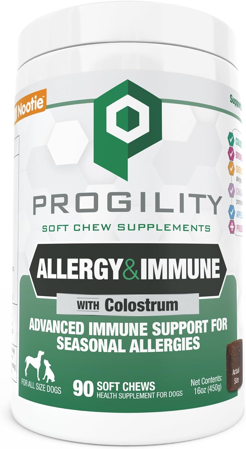 Progility Allergy & Immune Supplement for Dogs – Advanced Daily Immune System & Seasonal Allergy Support with Probiotics, Soft Chews (90 Count) - görsel 1