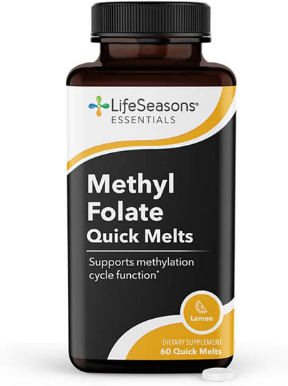LifeSeasons Essentials Methyl Folate Quick Melts – 5-MTHF Folate Supplement – Supports Methylation Cycle & Cellular Health – Lemon Flavour – 60 Quick Melts
