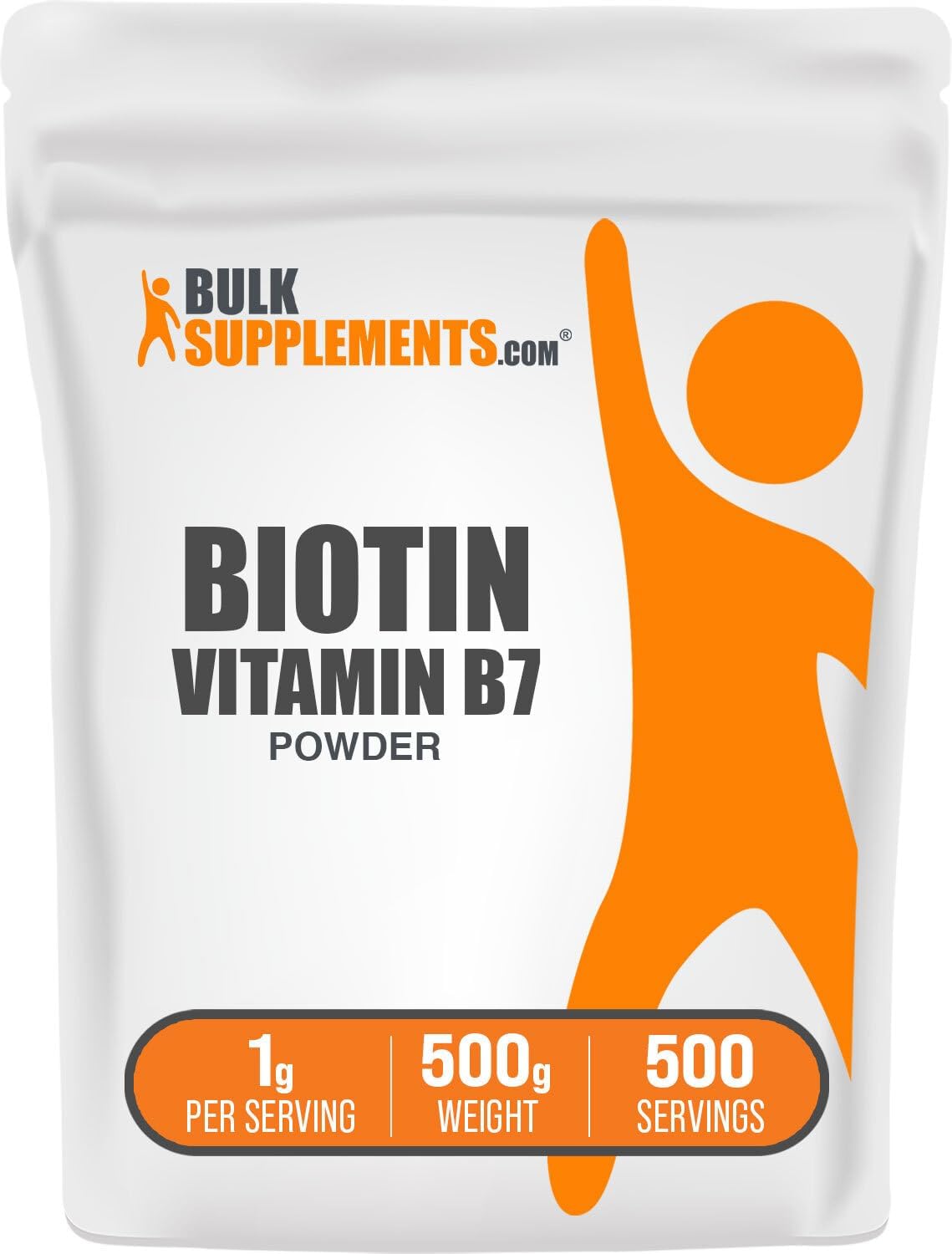 BulkSupplements Biotin 10000mcg Powder - Vitamin B7 for Hair, Skin and Nails - Gluten-free, 500g - görsel 1