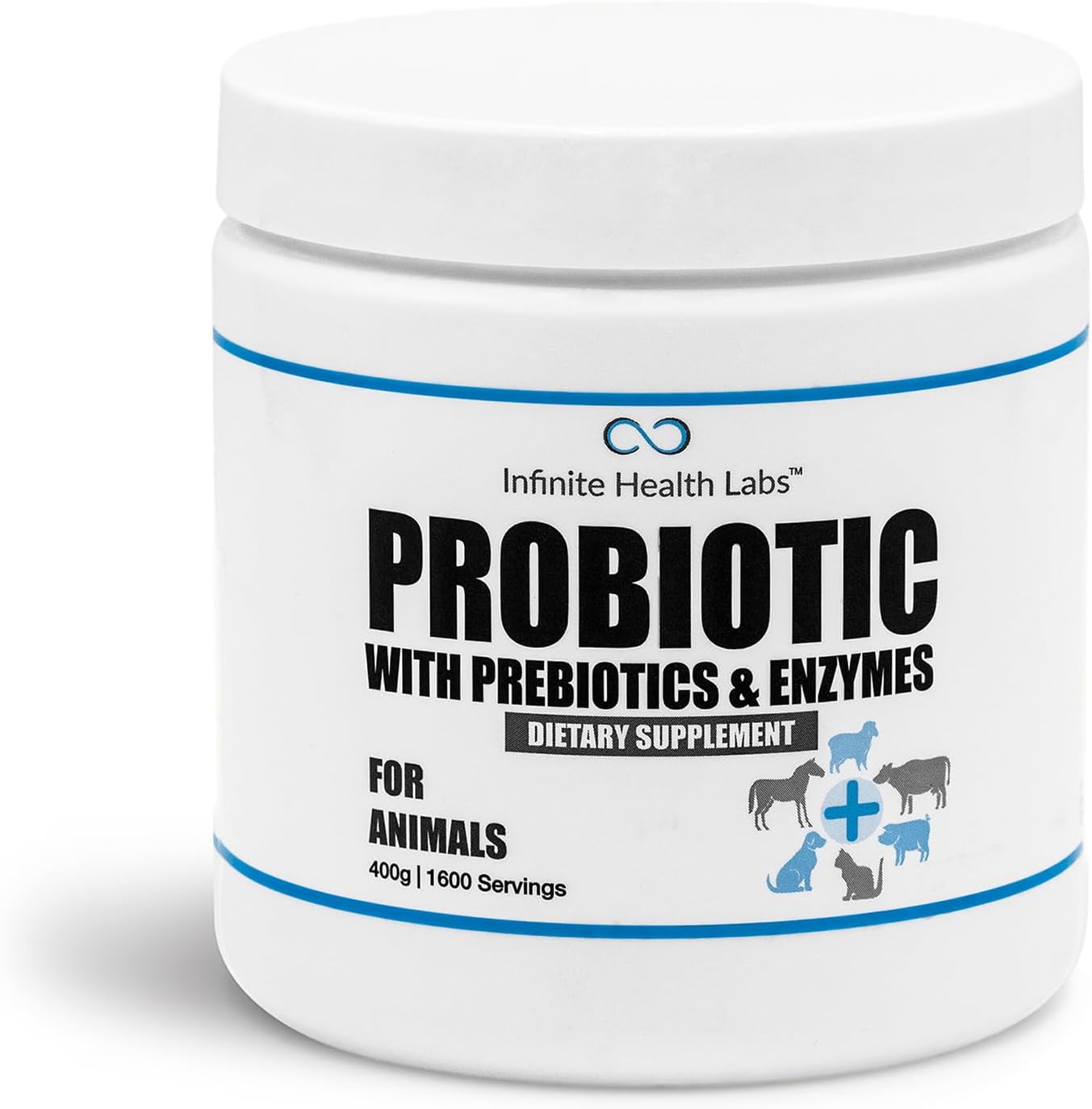 Infinite Health Labs Probiotics for Dogs and Cats - Veterinary Formulated Prebiotic & Enzyme Powder, 400g (1600 Servings) - görsel 1