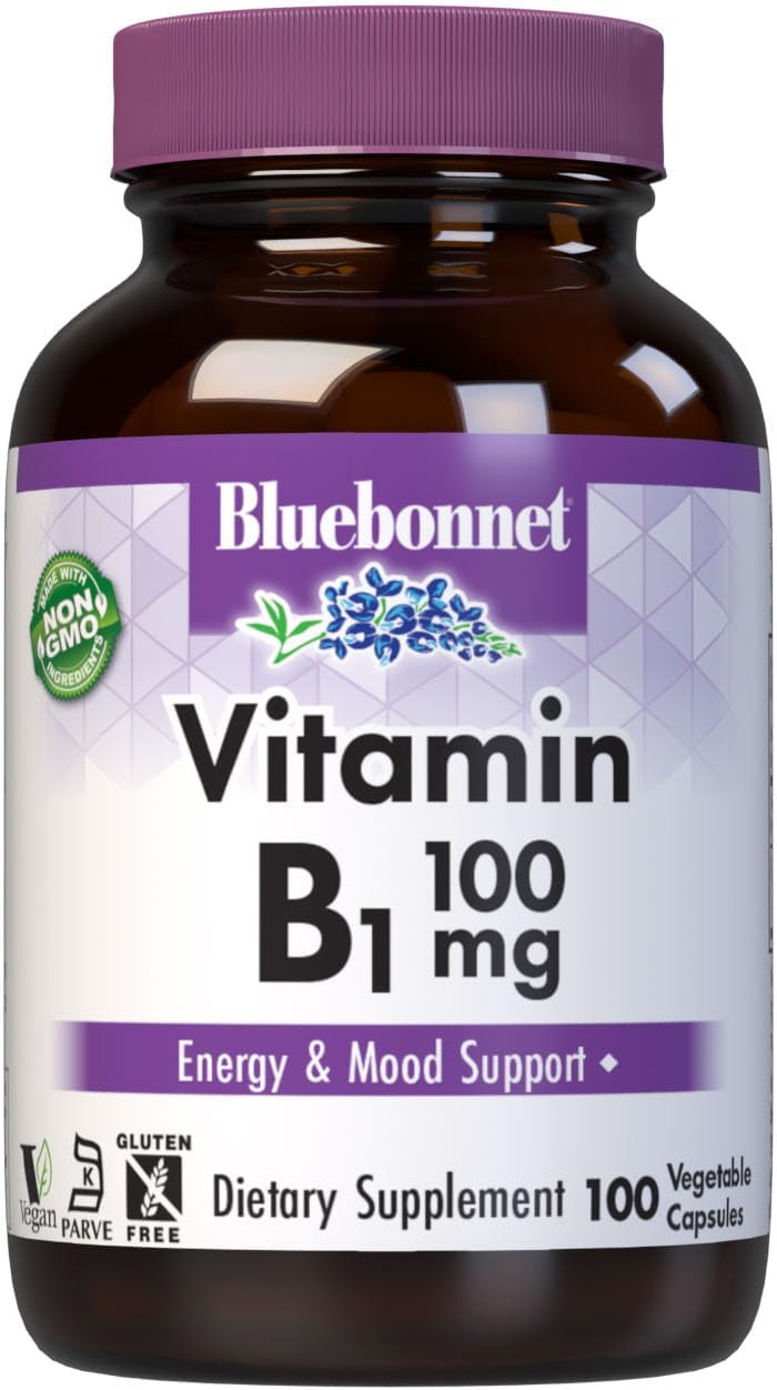 Bluebonnet Vitamin B1 100 mg - Thiamine HCl Supplement - görsel 1
