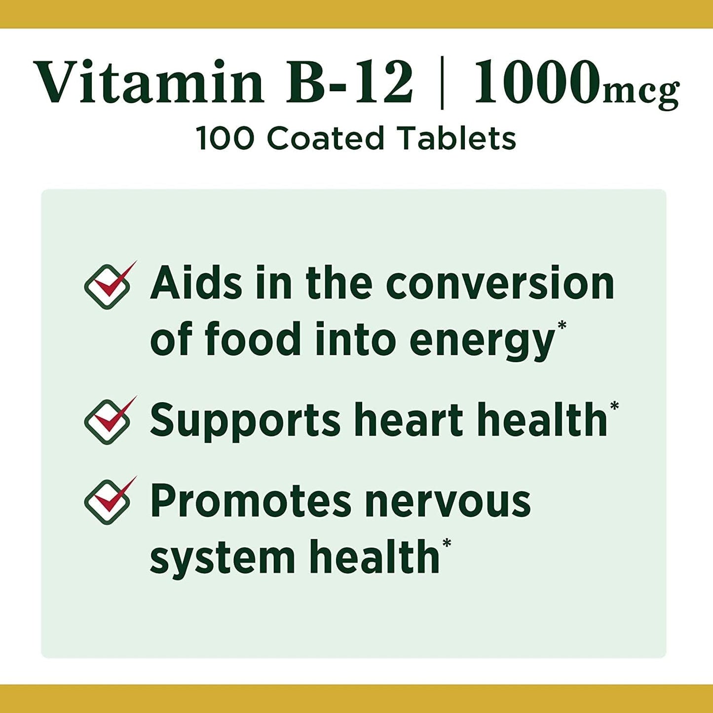 Nature's Bounty Vitamin B12 1000 mcg Tablets, 100 Tablets (Pack of 9) - görsel 4