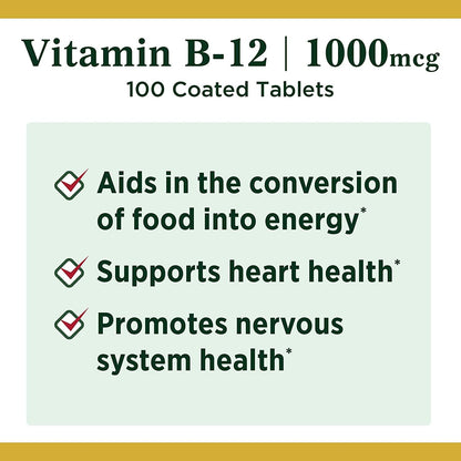 Nature's Bounty Vitamin B12 1000 mcg Tablets, 100 Tablets (Pack of 9)