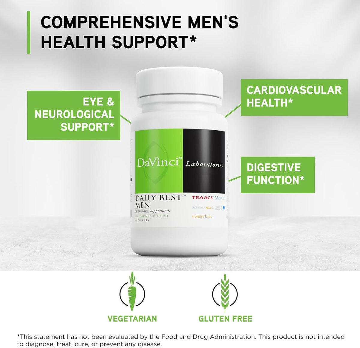 DAVINCI Labs - Daily Best Men - A Dietary Supplement with Vitamin B6, Vitamin B12, Vitamin C, Vitamin K2, and More - Vegetarian, Gluten-Free - 90 Capsules - görsel 3
