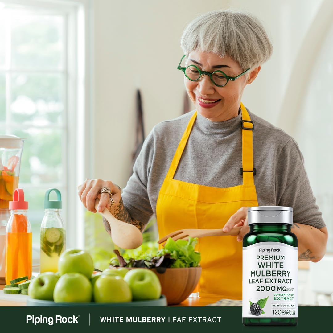Piping Rock Mulberry Leaf Extract Capsules - 120 Count - Herbal Food Supplement - görsel 6