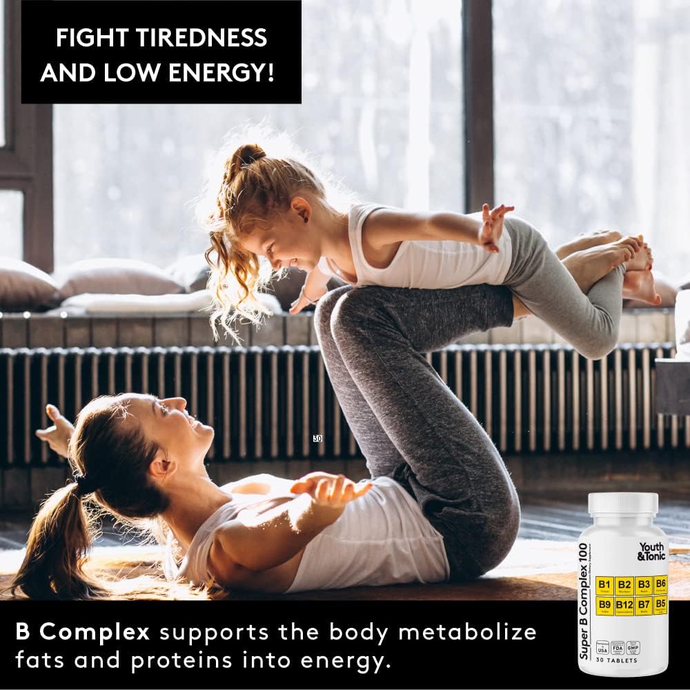 Youth & Tonic Super B Complex 100 – Stress B Complex with PABA, Choline & Inositol | 30 Tablets - görsel 3