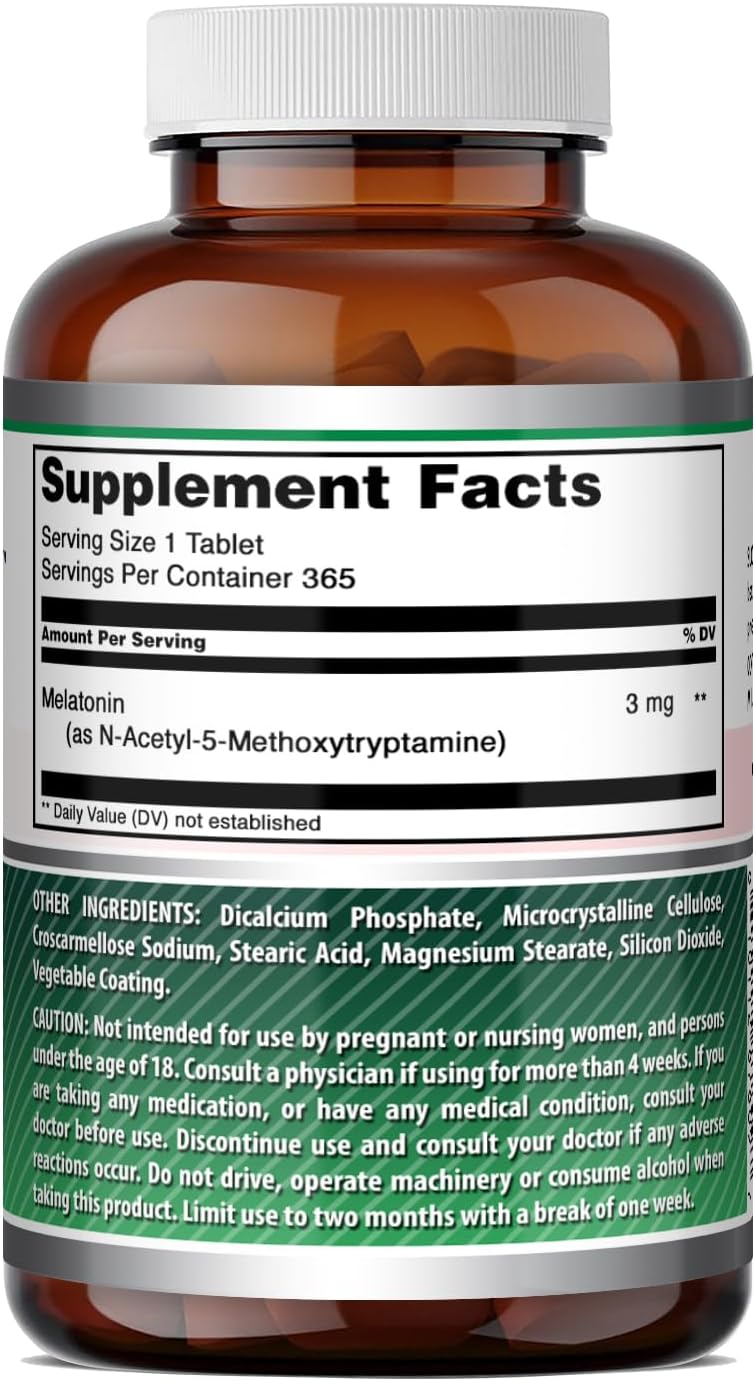 Amazing Formulae Melatonin 3 mg per Tablet | Non-GMO | Gluten-free | 365 Count - görsel 5