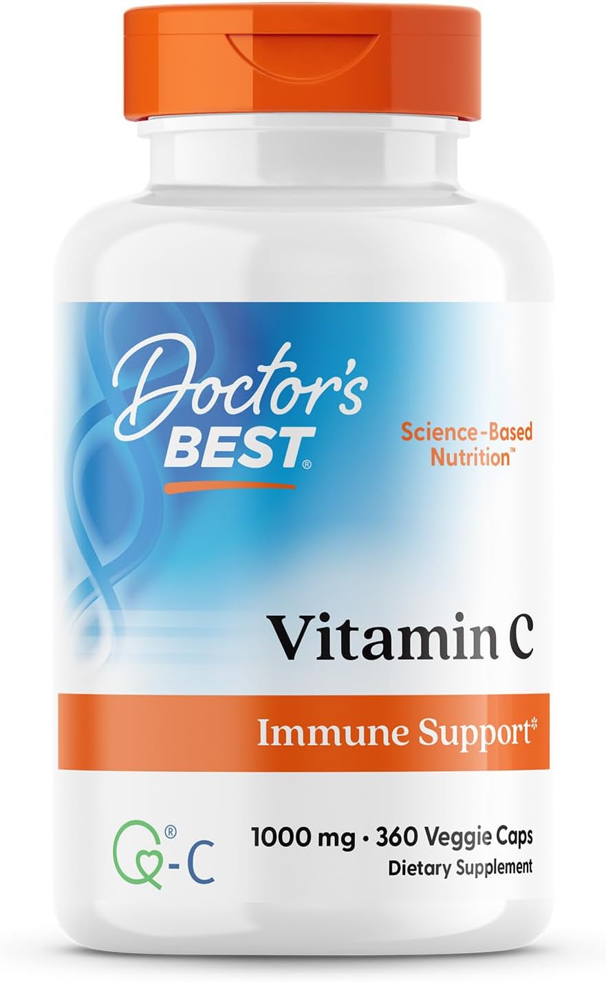 Doctor's Best Vitamin C 1000mg Supplement - Q-C Ascorbic Acid, Vegan, 360 Veg Caps - görsel 1