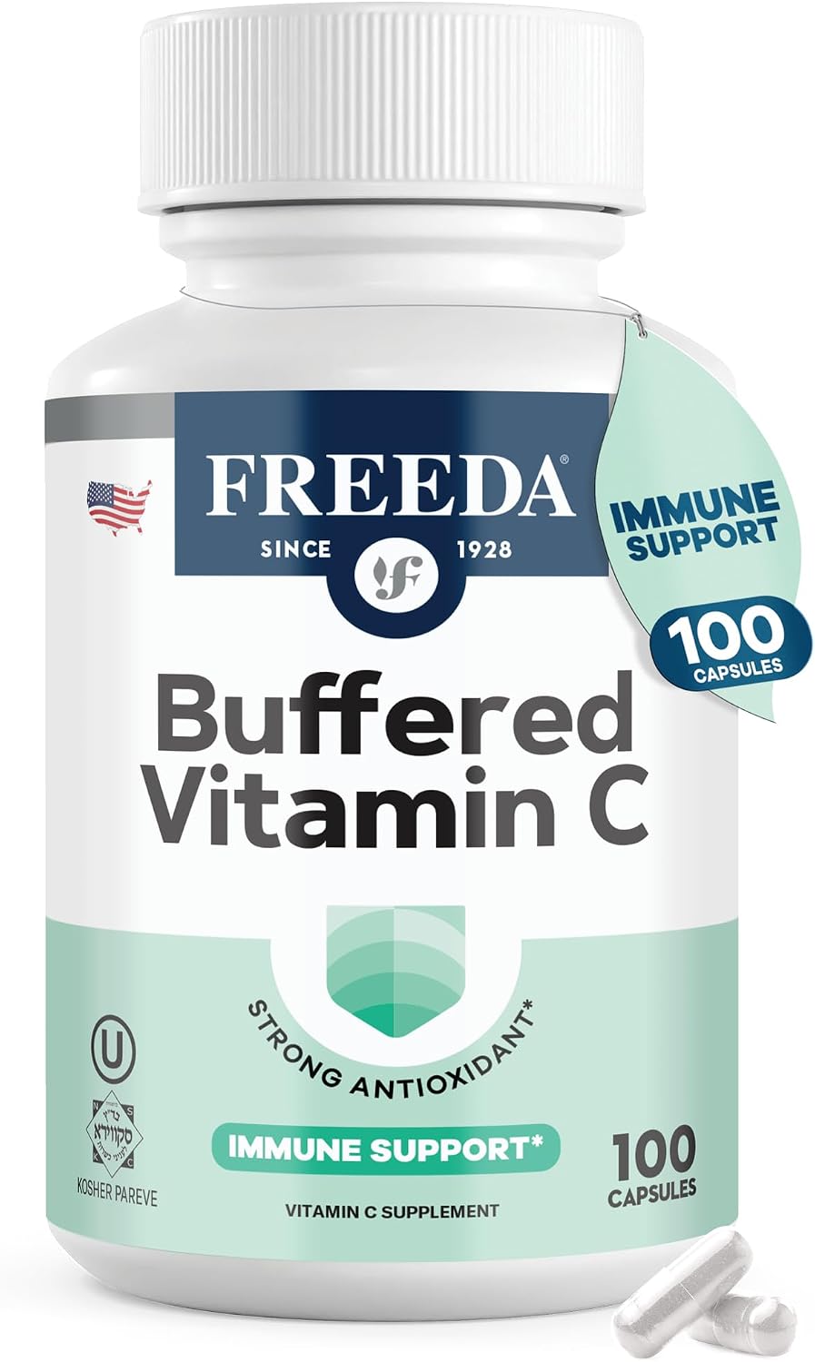 FREEDA Vitamin C - Buffered Vitamin C 500mg - Kosher Vegan Capsules (250 Count) - görsel 9