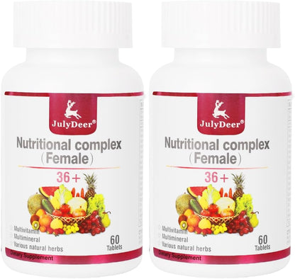 JulyDeer Women's One Daily Multivitamin | Complete with Vitamin A, C, D, E, B-Complex, Zinc & More | for Hair, Skin, Nails & Energy | 2 Bottles