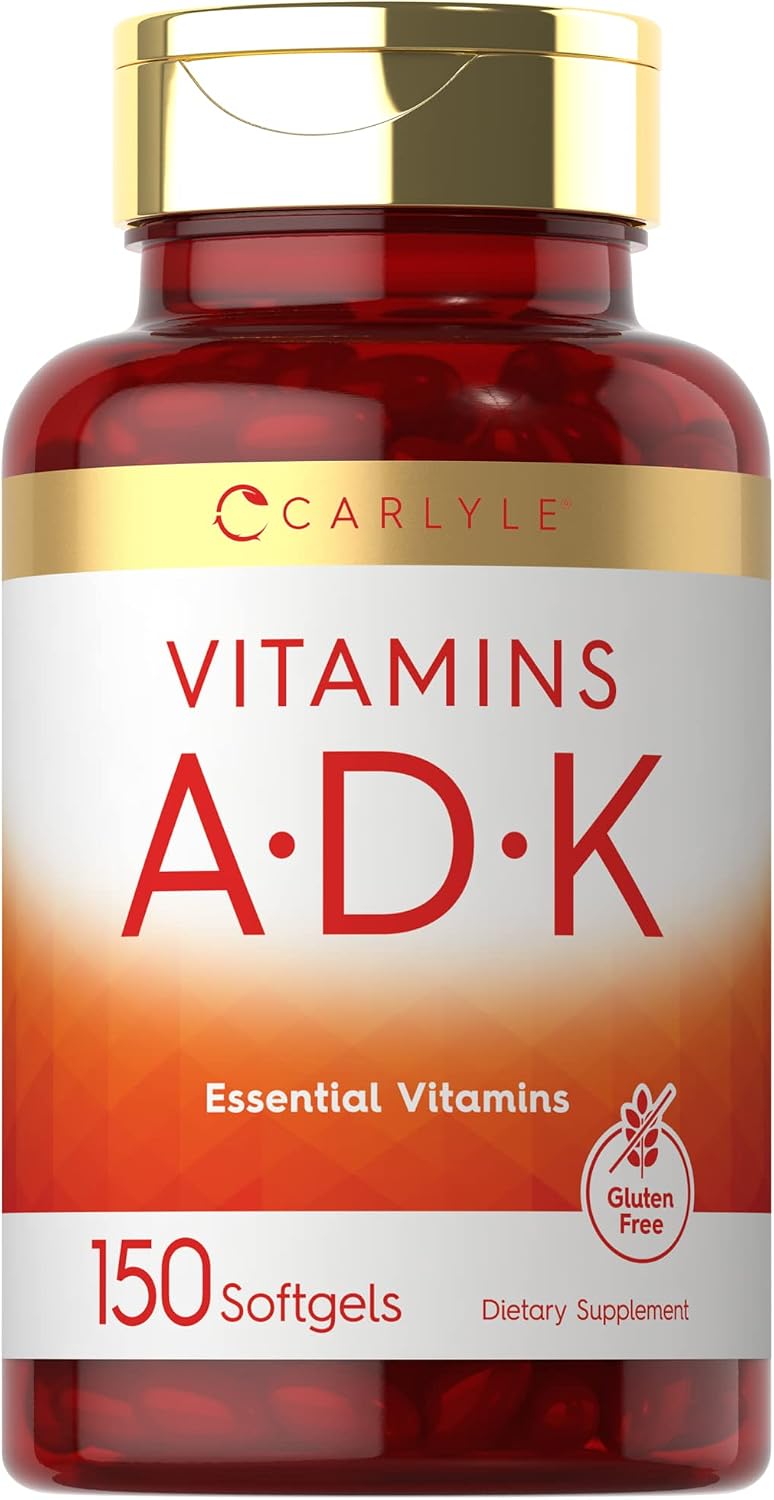 Carlyle Vitamin ADK Food Supplement | 150 Softgels | with Vitamins A, D3 (5000 IU), K1, K2 (as MK-4 & MK-7) | Non-GM, Gluten-free - görsel 1