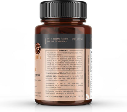 PureClinica Vitamin C with Rosehip – 2000mg (1000mg Vitamin C & 1000mg Rosehip Extract) – 180 Tablets (6-Month Supply)