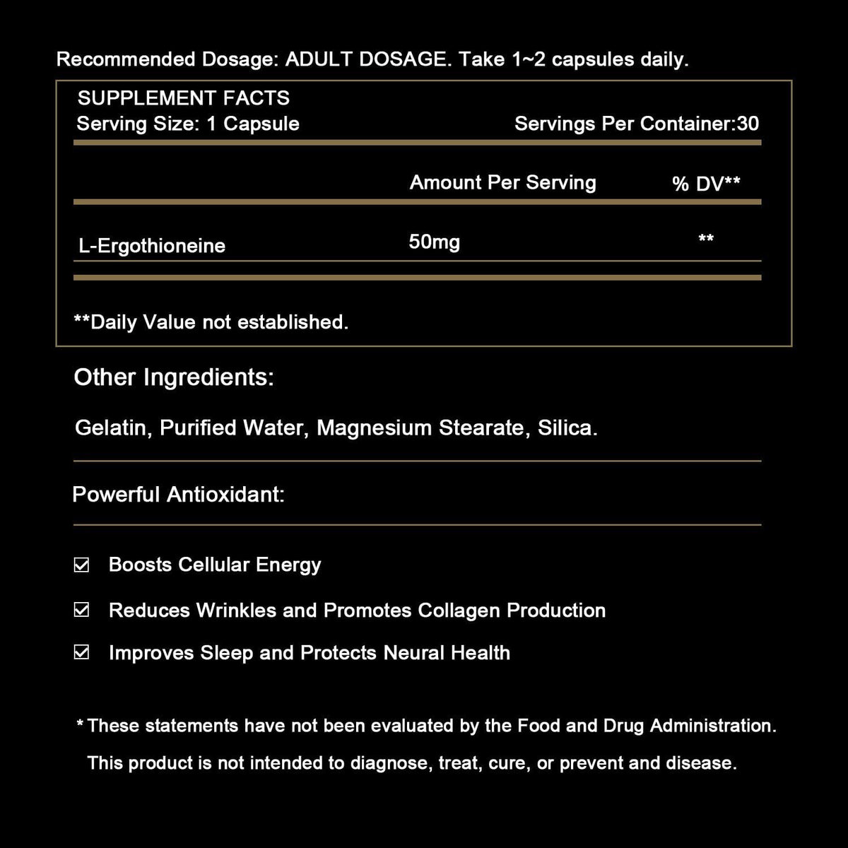 SUPER-SYN L-Ergothioneine 50mg – Ultra-Pure Antioxidant Dietary Supplement - görsel 8