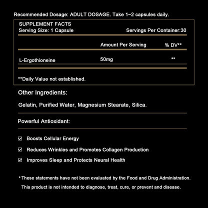 SUPER-SYN L-Ergothioneine 50mg – Ultra-Pure Antioxidant Dietary Supplement
