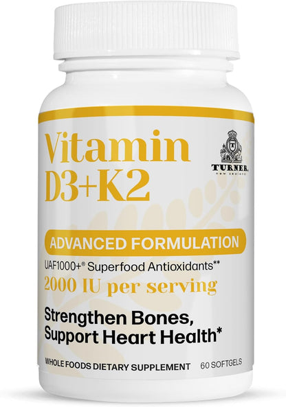 Turner Vitamin D3 2000IU + K2 (MK7) 80mcg - 60 Softgels