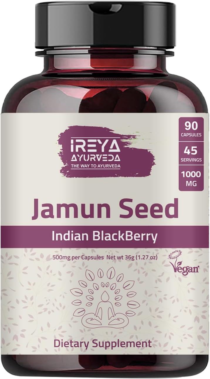 Jamun Seed Capsules – Organic Indian BlackBerry (Eugenia Jambolana) 1000mg – 90 Capsules - görsel 2
