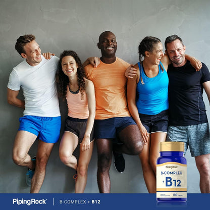 Piping Rock Vitamin B Complex | 180 Tablets | with B12 | Vegetarian, Non-GMO, Soya-free Supplement