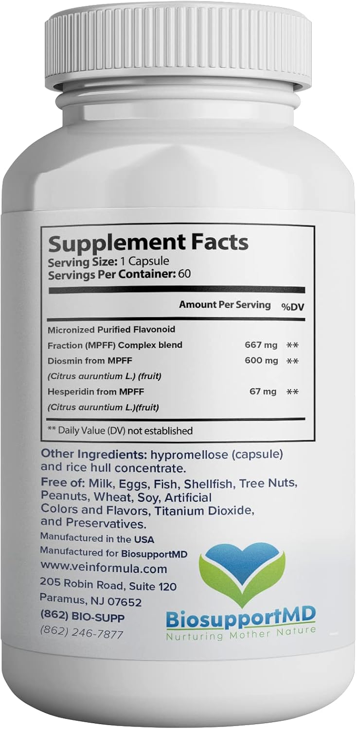 VITASUPPORTMD Vein Formula - Blood Circulation and Leg Vein Supplement with Diosmin Hesperidin 667 mg MPFF, Micronised – Image 2