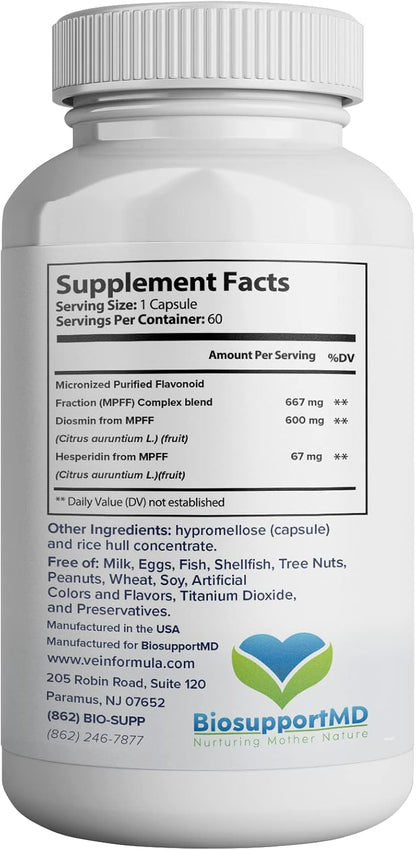 VITASUPPORTMD Vein Formula - Blood Circulation and Leg Vein Supplement with Diosmin Hesperidin 667 mg MPFF, Micronised – Image 2