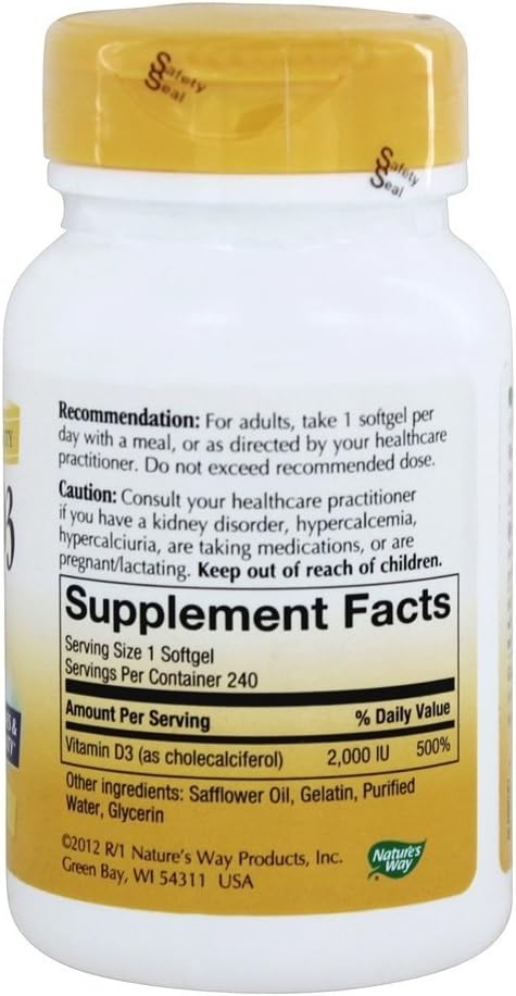 Nature's Way Vitamin D3 2,000 IU - 240 Softgels - görsel 2