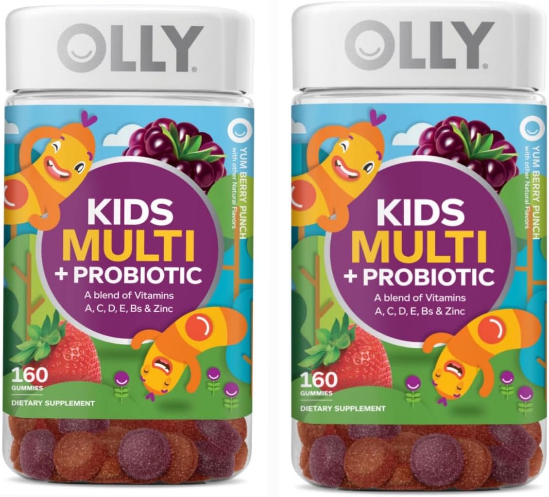 OLLY Kids Multivitamin + Probiotic Gummies, Berry, 320 Count (2 Pack of 160) - görsel 1