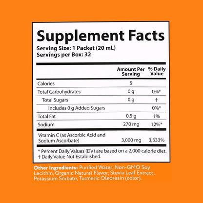 Vida Lifescience Aurora Nutrascience Mega-Liposomal Vitamin C, 3000mg 32 Sachets (15 ml) Box