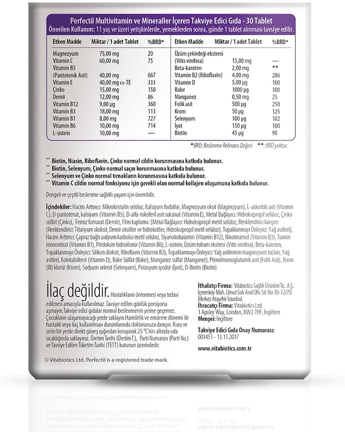 Perfectil Skin, Hair & Nails Multivitamin – Zinc – contributes to the maintenance of normal skin, hair and nails. – Image 2
