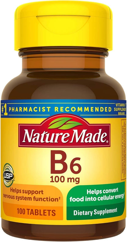 Nature Made Vitamin B6 100mg Tablets - Energy Metabolism Support - 100 Tablets