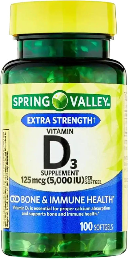 Vitamin D3 5000 IU (125 µg) – 100 Softgels, Pack of 2