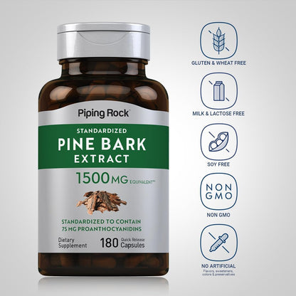 Piping Rock Pine Bark Extract Capsules, 180 Capsules
